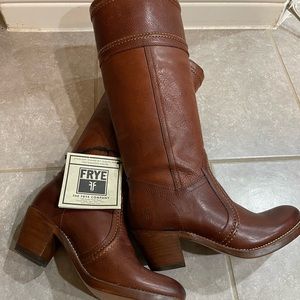 Frye - Jane Leather Riding Boots - Cognac Size 7